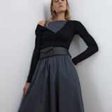 St Agni Bateau Cut Out Dress | Graphite (PRE-ORDER)