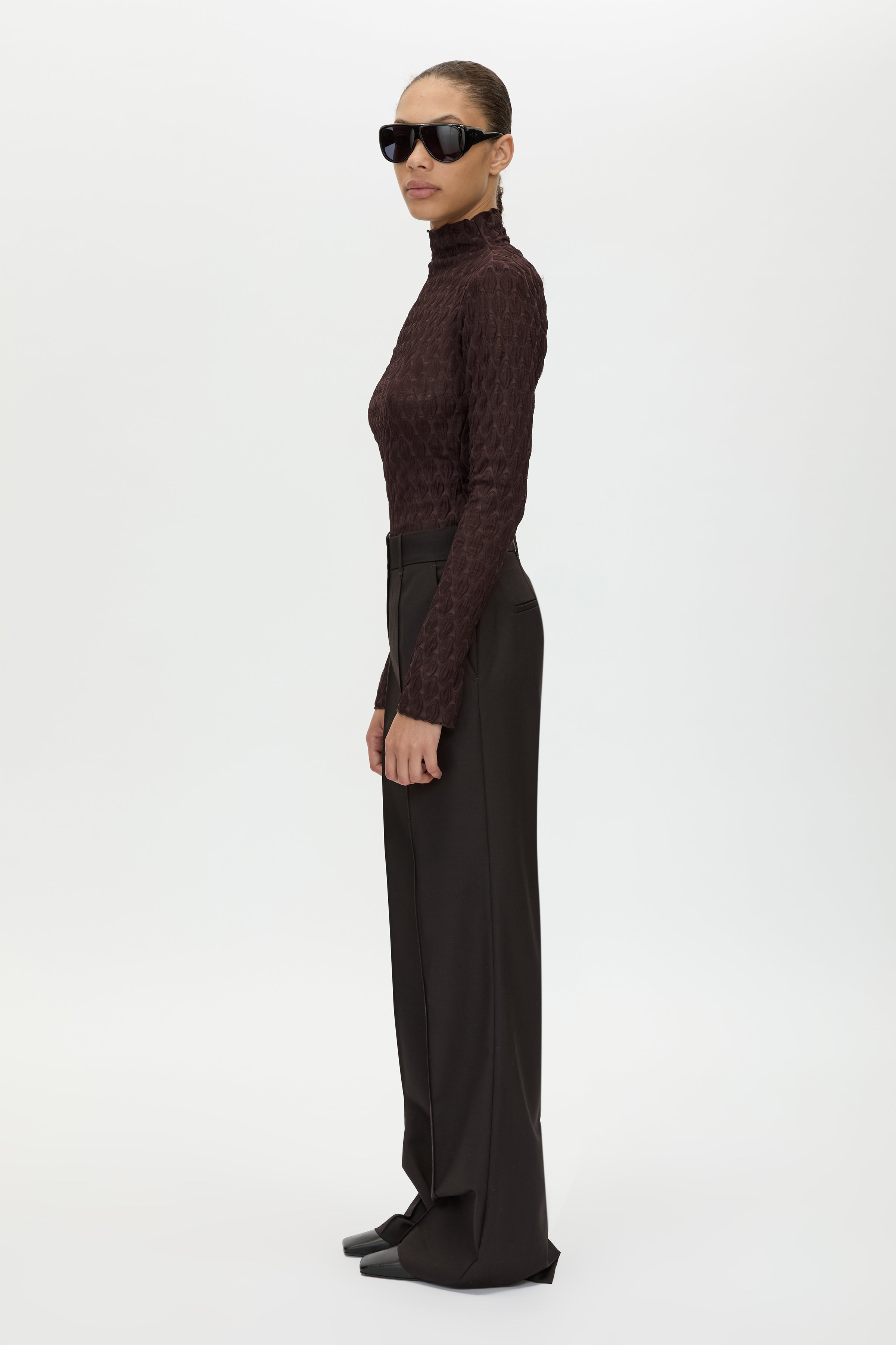 Saxony High Waisted Pintuck Pant