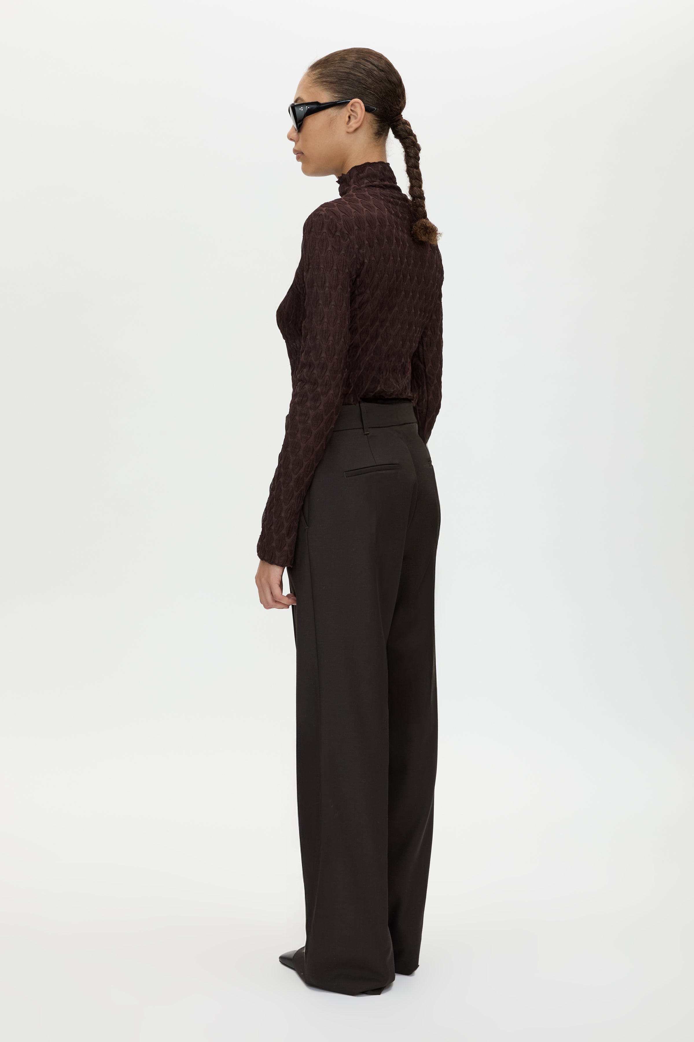 Saxony High Waisted Pintuck Pant