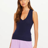 The Upside Abby V Neck Tank Top | Navy