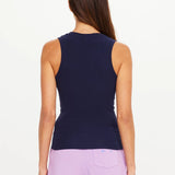 The Upside Abby V Neck Tank Top | Navy
