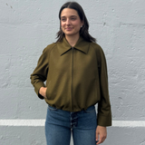 Harris Wharf Raglan Drawsting Jacket | Olive