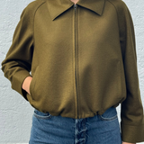 Harris Wharf Raglan Drawsting Jacket | Olive