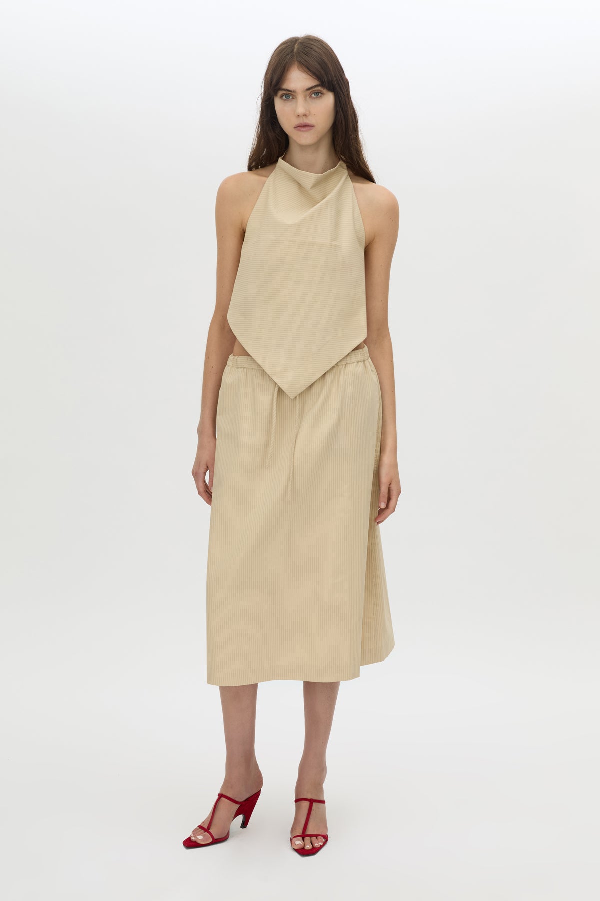 Oren stripe midi skirt