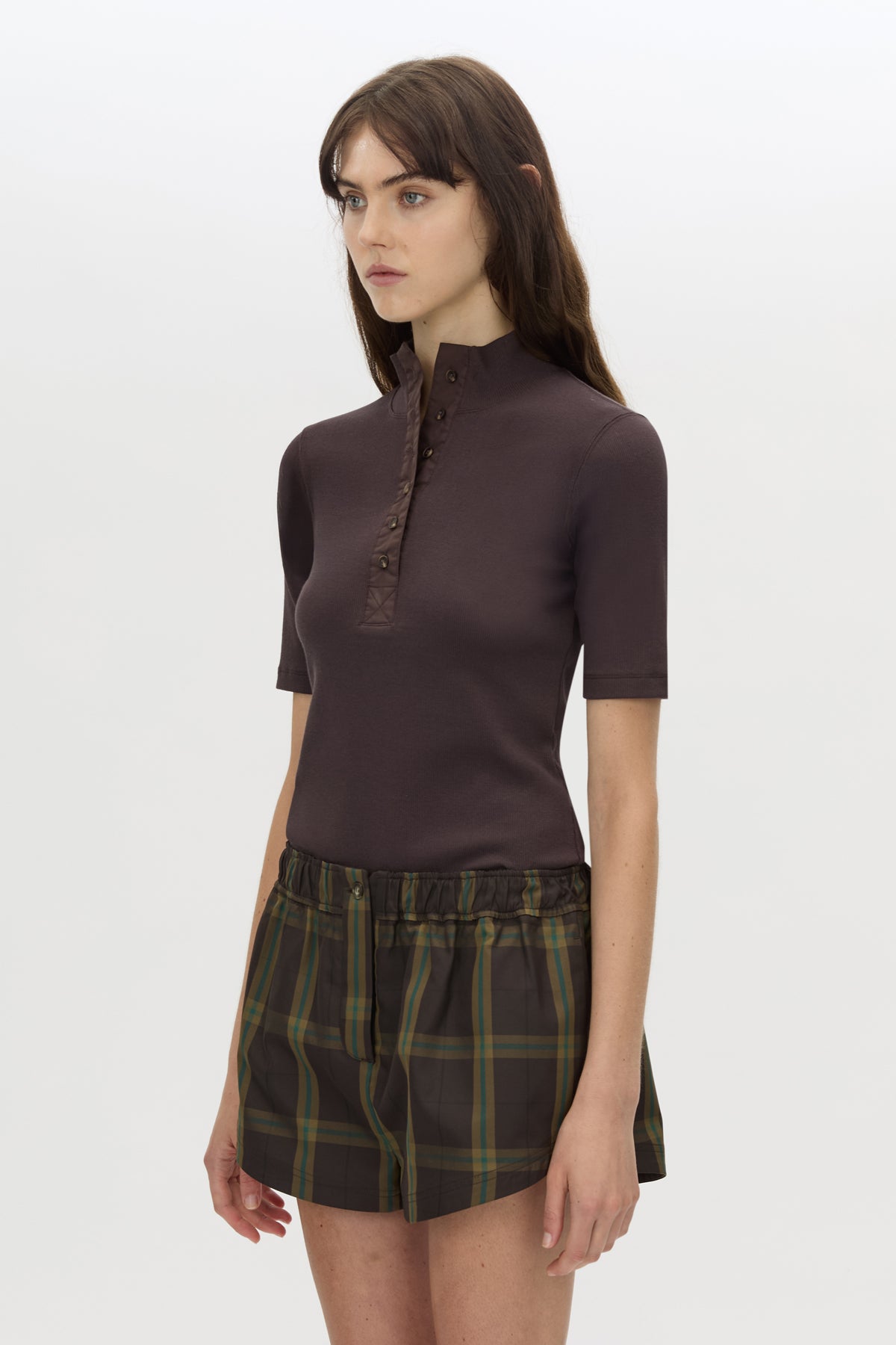 Aubrey elbow sleeve rib top