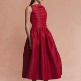 LOVAAN Val Midi Dress | Ruby