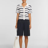 Viktoria & Woods Accordion Shirt | Navy/Ivory Stripe