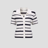 Viktoria & Woods Accordion Shirt | Navy/Ivory Stripe