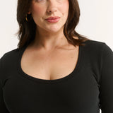 Primi Ruby Scoop Neck Long Sleeve | Black
