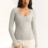 Primi Ruby Scoop Neck Long Sleeve | Pewter Marle