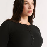 Primi Carina Henley Long Sleeve | Black