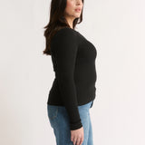 Primi Carina Henley Long Sleeve | Black