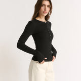 Primi Carina Henley Long Sleeve | Black