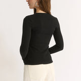Primi Carina Henley Long Sleeve | Black