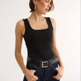 Primi Harmony Square Neck Tank | Black