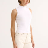 Primi Tara Mock Neck Tank | Optic White