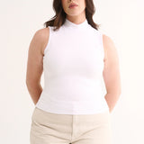 Primi Tara Mock Neck Tank | Optic White