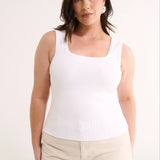 Primi Harmony Square Neck Tank | Optic White