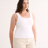 Primi Harmony Square Neck Tank | Optic White
