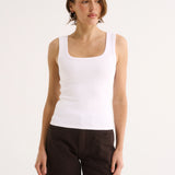 Primi Harmony Square Neck Tank | Optic White