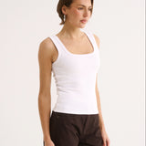 Primi Harmony Square Neck Tank | Optic White