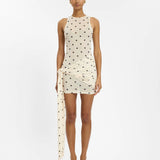 With Harper Lu Wrap Mesh Mini Dress | Ivory Polka (PRE-ORDER)
