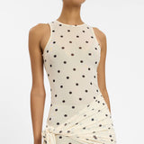 With Harper Lu Wrap Mesh Mini Dress | Ivory Polka (PRE-ORDER)