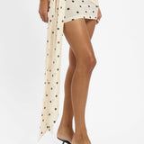 With Harper Lu Wrap Mesh Mini Dress | Ivory Polka (PRE-ORDER)