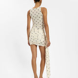 With Harper Lu Wrap Mesh Mini Dress | Ivory Polka (PRE-ORDER)