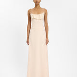 With Harper Lu Frill Backless Maxi Dress | Blush Satin