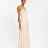 With Harper Lu Frill Backless Maxi Dress | Blush Satin
