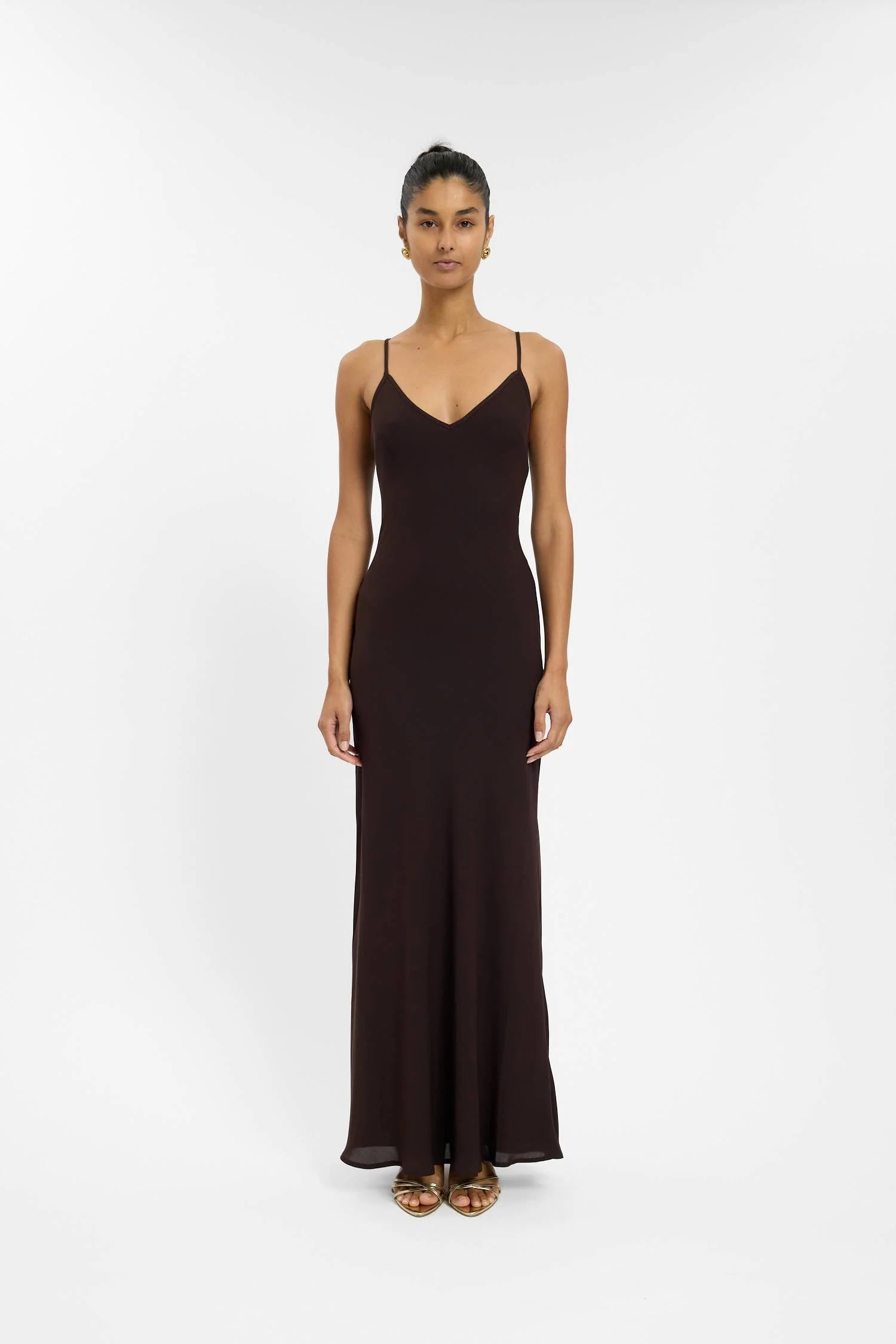 With Harper Lu Georgette Maxi dress | Chocolate