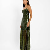 With Harper Lu Backless Gown | Forest Green Sequin