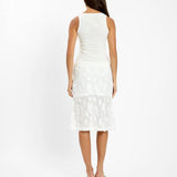 With Harper Lu Mesh Midi Skirt | White Sequin