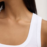 Robyn Scoop Neck Rib Tank White
