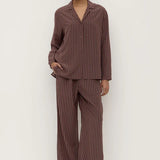 Assembly Label Zayla Silk Stripe Pant | Cream/Espresso