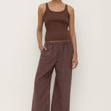 Assembly Label Zayla Silk Stripe Pant | Cream/Espresso
