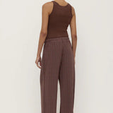 Assembly Label Zayla Silk Stripe Pant | Cream/Espresso