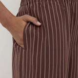 Assembly Label Zayla Silk Stripe Pant | Cream/Espresso