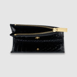 Oroton Mica Mini 10CC Zip Texture Wallet | Black Snake