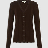 Oroton Ribbed Cardigan | Dark Chocolate