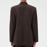 Oroton Double Breasted Blazer | Dark Chocolate