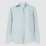Oroton Lace Trim Shirt | Soft Smoke Blue
