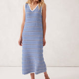 Ceres Life Square Knit Midi Tank Dress | Blue/White