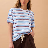 Ceres Life Stevie Slouchy Tee | Powder/Pomegranate Retro Stripe (PRE-ORDER)
