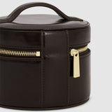 Oroton Jemima Round Jewellery Case | Crackle Dark Chocolate