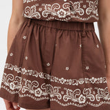 Oroton Floral Bandana Short | Milk Chocolate