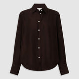 Oroton Long Sleeve Shirt | Dark Chocolate