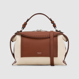 Oroton Mica Bowler Canvas Broguing | Natural/Penny Brown