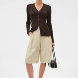Oroton Ribbed Cardigan | Dark Chocolate